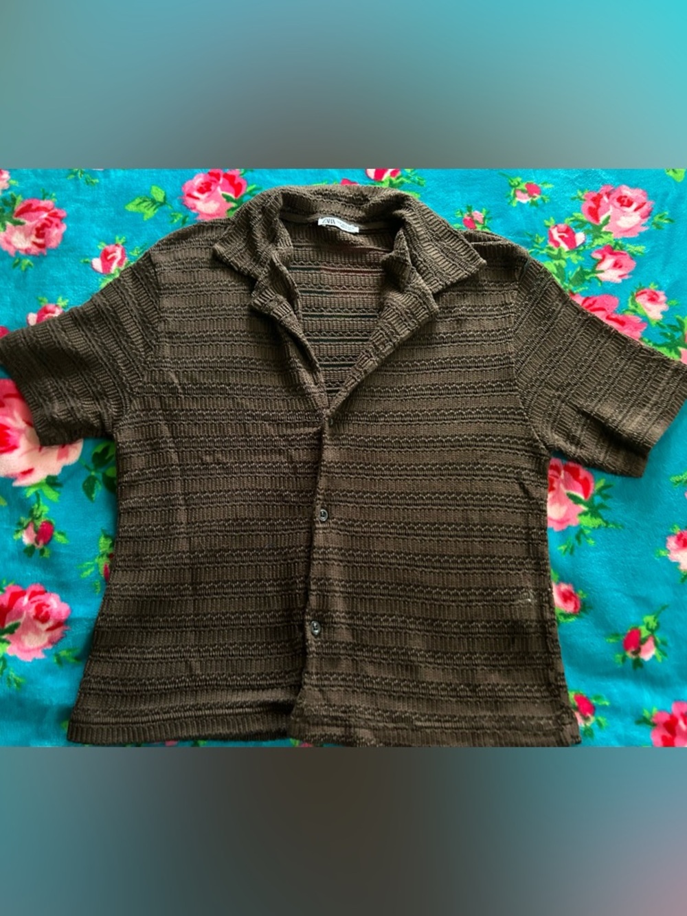 Zara Taupe-Brown Textured Knit Cardigan